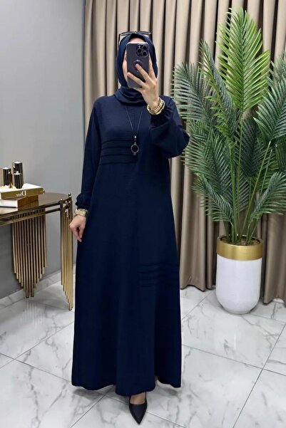 Hürrem ΦΟΡΕΜΑ ACTION ELBİSE Γυναικείο ύφασμα Ayrobin Ναυτικό μπλε με λεπτομέρ...