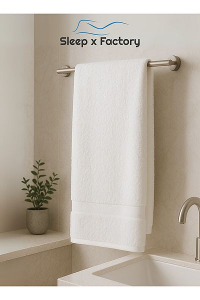 Sleep x Factory White Hand Towel – 100% Cotton, Soft & Absorbent – 50x80 cm