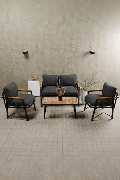 Yılkı Mobilya Bahçe, Balkon, Cafe Metal Koltuk Takımı, Çay Seti Sehpalı