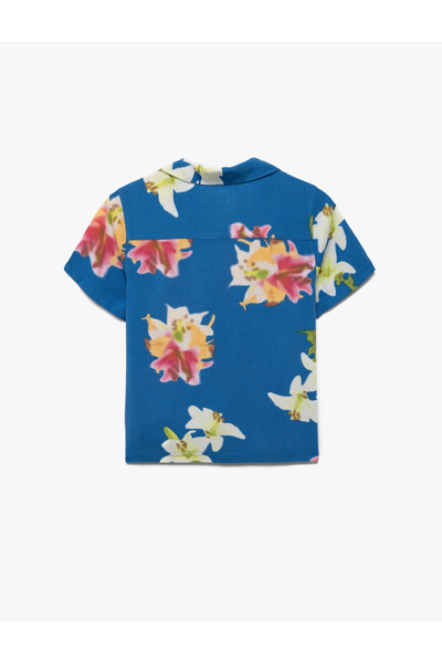 Koton Cămașă din viscoză cu mâneci scurte și nasturi cu model floral