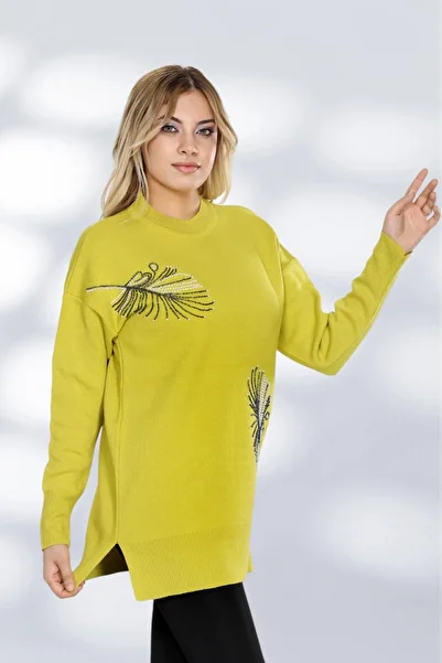 NEWCO Stone Embroidered Stylish Design Long Sleeve Knitwear Tunic Comfortable Fit Suitable for Daily and Special Occasion Combinations