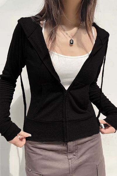 Karakedi Basic Zippered Hooded 3 Thread Sweatshirt