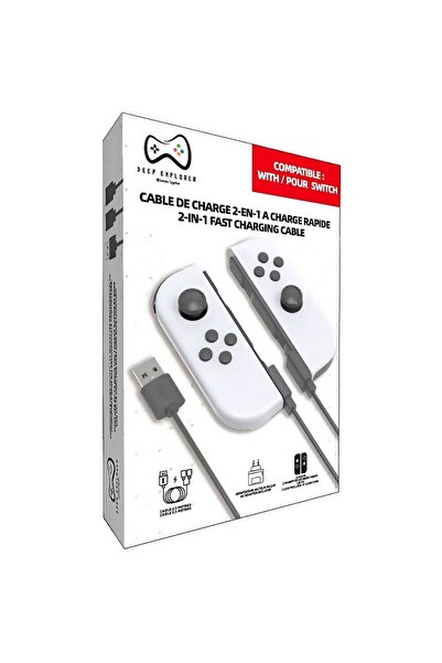 Nacon Deep Explorer 2-in-1 Charging Cable, 2.5 meters, for NSW Joy-Con Controllers