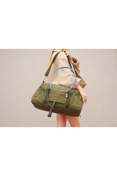 Solo Bag Crinkle Fabric Sports and Travel Bag with Shoe Compartment and Front Pocket with Waterproof Shoulder Strap