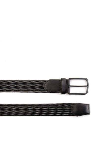 Bambi Black Knitted Leather Men's Belt U08657171203