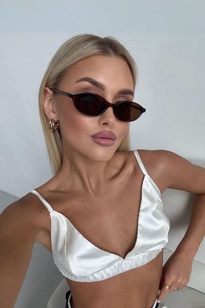 COOLANDBETTER Ren Slimova 90S Narrow Thin Oval Women's Sunglasses – |   Uv400 Protection