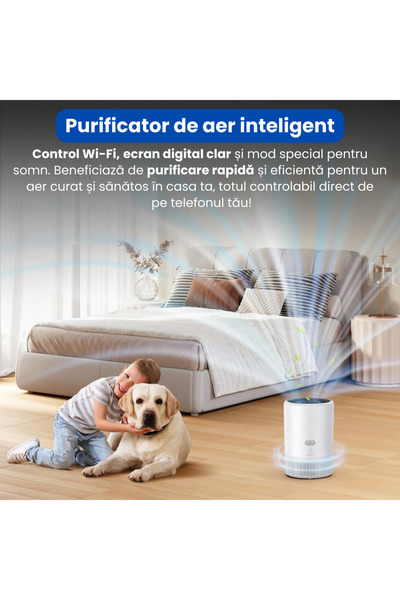 BRAGUS Air purifier, smart Wi-Fi control, digital, sleep mode, 3in1 HEPA H13 filtration, white