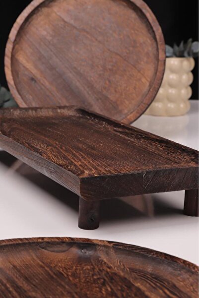 Atbyhome Bambum 3 Piece Pavlonya Heritage Wooden Presentation and Serving Set – Rectangular and Round Serving Plates