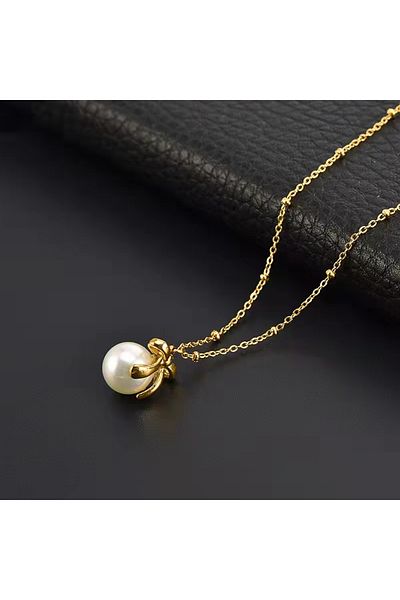 Lee Cooper Lc.N.01232.180 Pearl Detailed Gold Women's Necklace