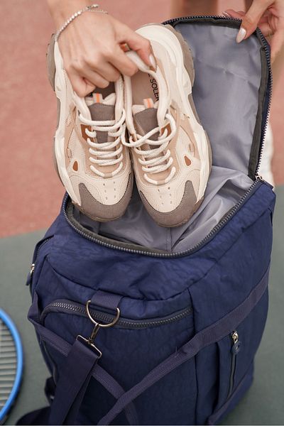 Solo Bag Crinkle Fabric Sports and Travel Bag with Shoe Compartment and Front Pocket with Waterproof Shoulder Strap