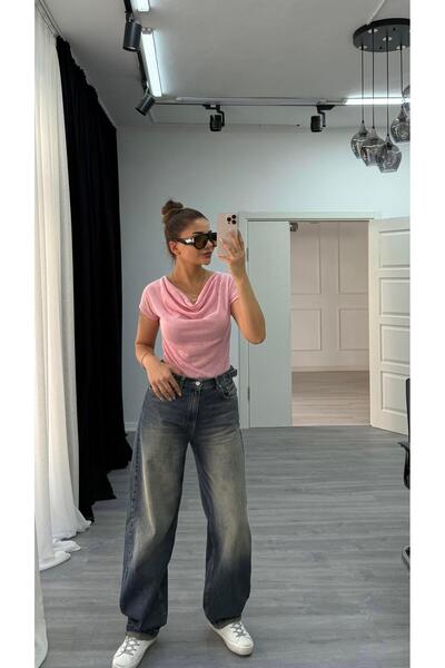 Daves Premium Degaje Collar Short Sleeve Blouse-Pink
