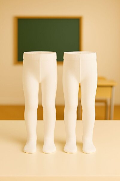 Pico Baby Girl's Cotton Plain Pantyhose White School Socks 2-Piece