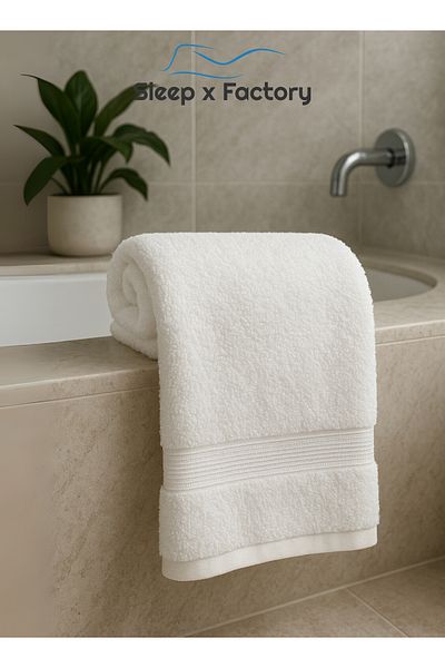Sleep x Factory White Bath Sheet – 100% Cotton, Extra-Large, Soft & Absorbent – 90x180 cm