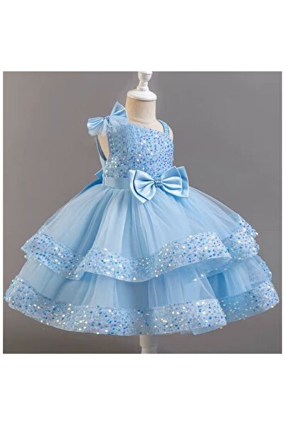 One Derya Rochie elegantă de petrecere pentru fete, One Derya, albastru bebeluș