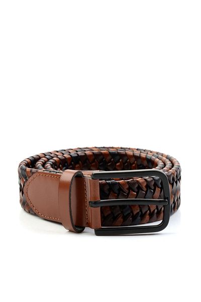 Bambi Multicolored Knitted Leather Men's Belt U08657171203