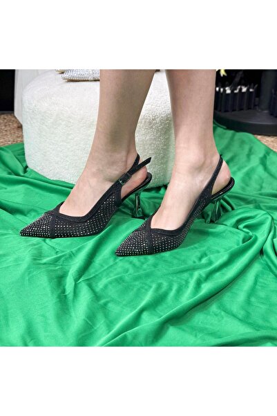 MEY Open Back Silver Point Pattern Heelled Shoes M1426