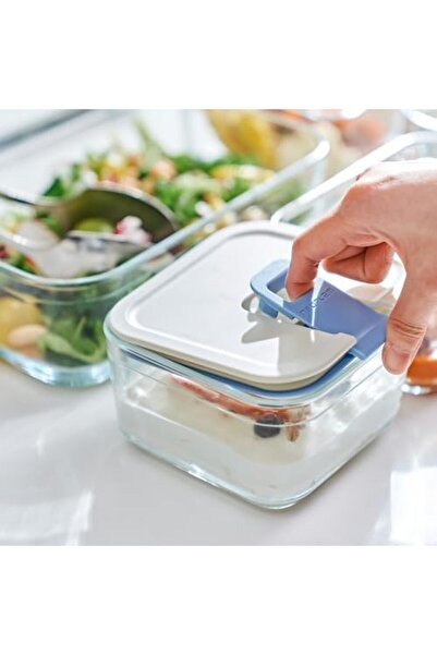 NEOFLAM , Perfect Seal, Glass Food Container, 500ml, Square, with lid, Heat Resistant Glass up to 400