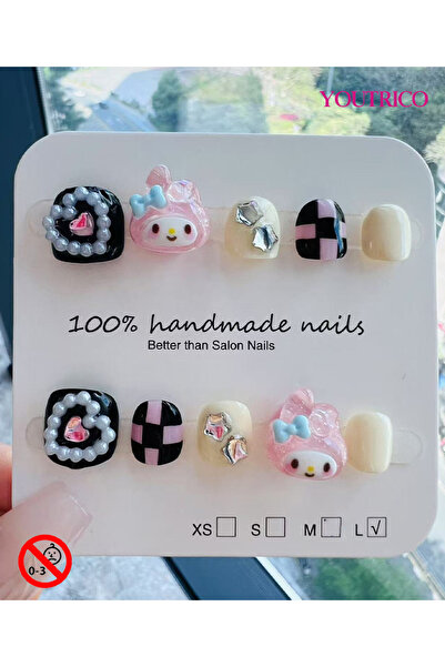 Youtrico أظافر صناعية للأطفال - مصنوعة يدويًا بنسبة 100% وغير سامة وآمنة للأع...