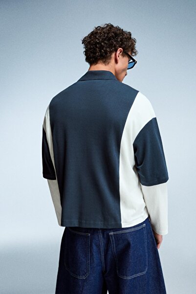 Bershka Baskılı boxy fit kısa kollu polo