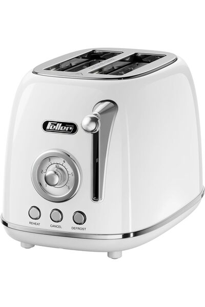 FELLER Germany, Retro Style 2-Slice Toaster, 815 W, Stainless Steel, Dust Cover & Foldable Bun Warme