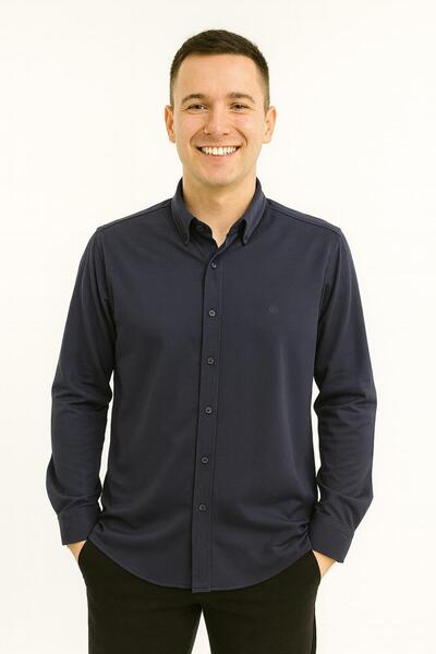 DORMEN Men's Cotton Slim Fit Long Sleeve Shirt 7372