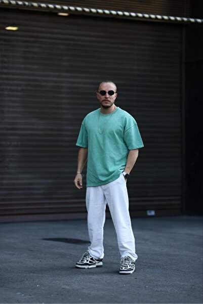 KağanKY Spălare verde supradimensionat tricou