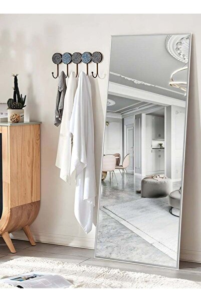 Taimi Large Mirror With Elegant Design 155x45cm-full Length Mirror With White Metal Frame And Back Stand