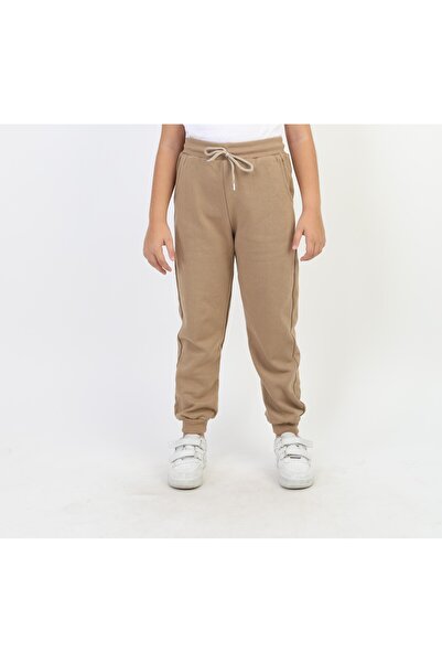 SLOBODA UNISEX BASKISIZ DÜZ LASTİKLİ BEJ EŞOFMAN ALTI