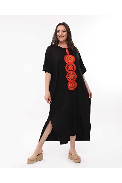 Esina Viscose Oversize Dress Embroidered