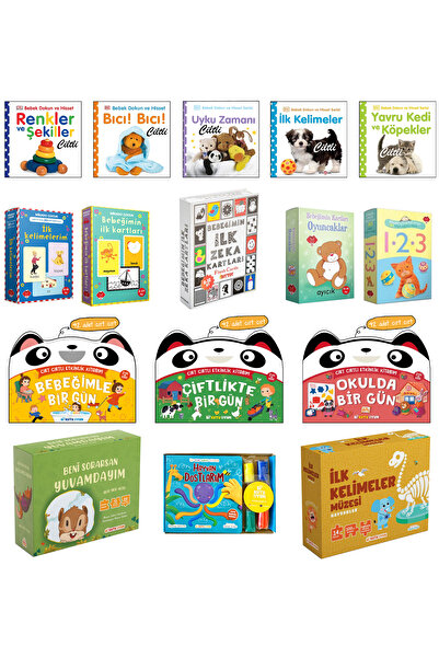 Mikado Yayınları Bebek Dokun ve Hisset Renkler ve Şekiller Pearson Banyo Uyku Zamanı Bebeğimin İlk Zeka Kartları 16lı