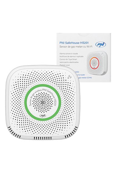 PNI Senzor de gaz metan (CH4) SafeHouse HS201 cu Wi-Fi, control prin aplicația Tuya Smart