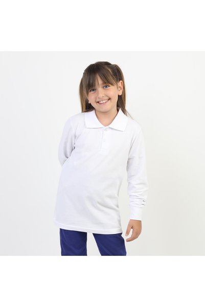 SLOBODA Unisex White Long Sleeve Polo Neck T-Shirt