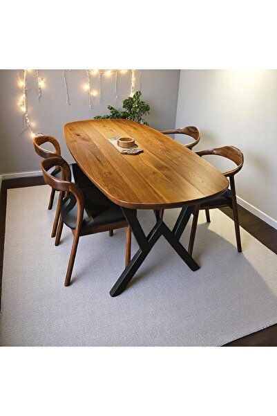 Home 180 x 80 Oval Ceviz Yemek Masası Yemek Odası Masası , Oval Ofis Masaları...