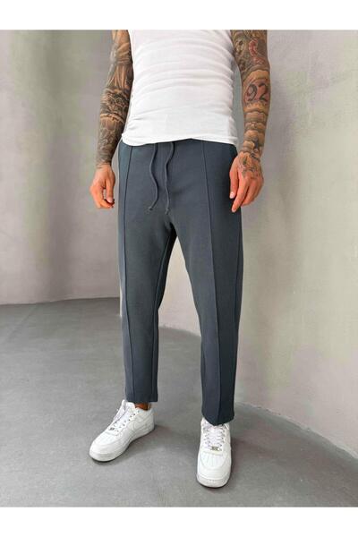 KağanKY بنطلون بوي فريند من قماش وافل بترولي