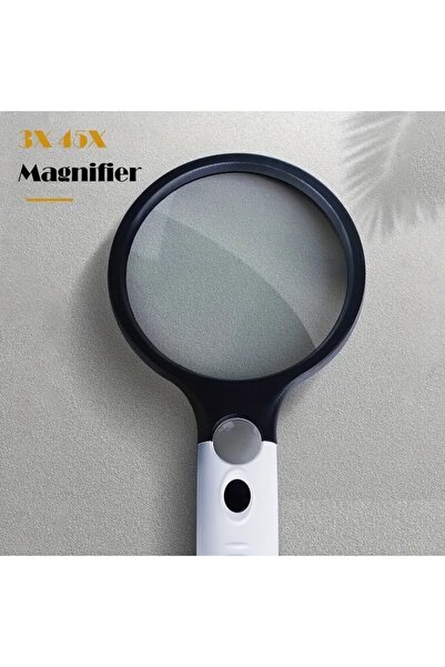 Generic Double Magnifying Glass X3, X45, LED Light, ABS Handle, White