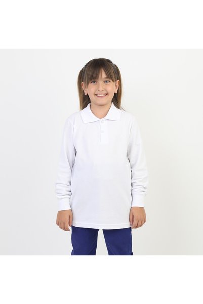 SLOBODA Unisex White Long Sleeve Polo Neck T-Shirt