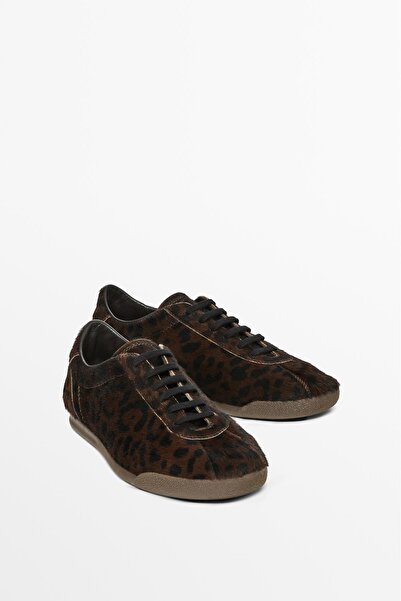 Massimo Dutti Desenli suni kürk spor ayakkabı
