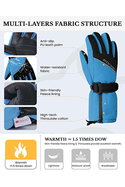 OEM Mănuși de iarnă pentru copii 5-7 ani, albastre