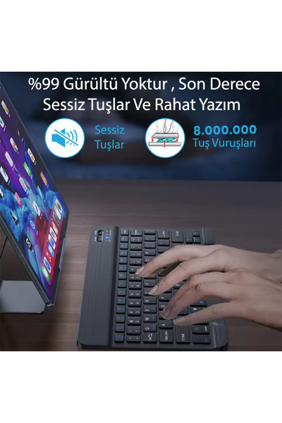 Yesnıce Xiaomi Redmi Pad SE 8.7 İnç Uyumlu Standlı Kılıf Ve Dokunmatik Kalem Ve Klavye ve Mouse