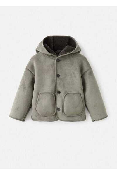 MANGO Baby İçi kürklü süet palto