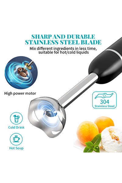 WINNINGSTAR ويننج ستار خلاط يدوي , 2 في 1 الخلط و الهرس , شفرات فولاذية , سرعتان , 400 واط , اسود , م/ ST-5553