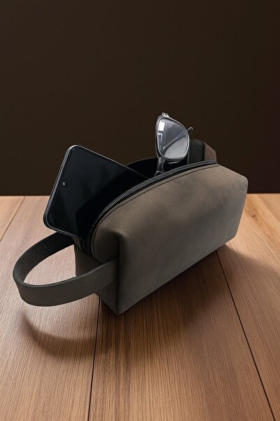 ERGEÇ TASARIM حقيبة تنظيم للجنسين مصنوعة يدويًا من جلد كريزي هورس الحقيقي - 1...