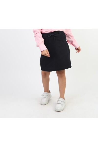 SLOBODA Girl's Ribbed Lace Navy Blue Shorts Skirt School Shorts Skirt