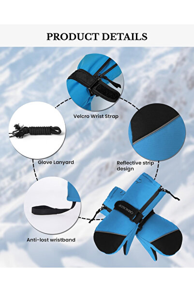 OEM Mănuși de iarnă pentru copii 5-7 ani, albastre, 1 deget