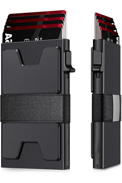 Generic Ctoby Credit Card Holder - RFID Blocking Aluminum Wallet (Black)