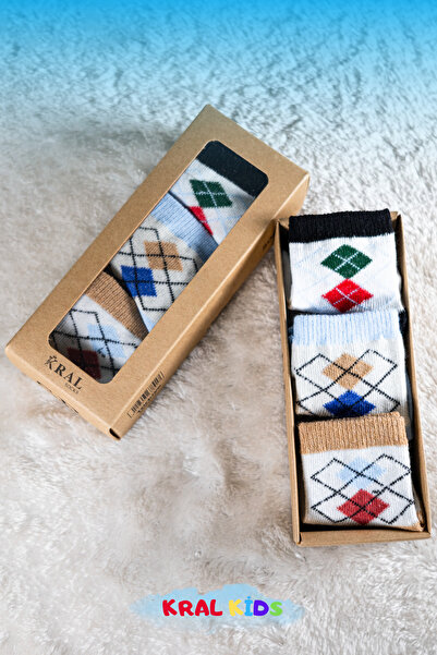 KRAL SOCKS 6 Pairs of Baby Boy Socks Boxed Booties Size – Patterned, Cotton