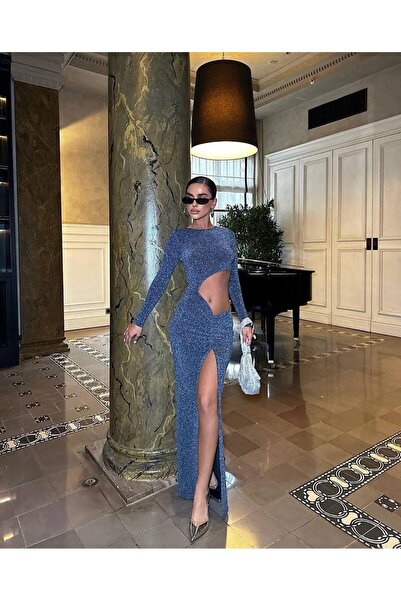 Pinella Butik Maxi Elbise 3029 - Mavi