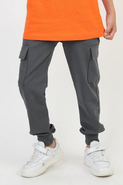 SLOBODA Unisex Ribbed Cargo Pocket Gray School Pants