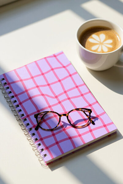 Chi-Chi Papers A5 Checkered Spiral Notebook |   Handmade, 96 Sheets, Ivory Paper