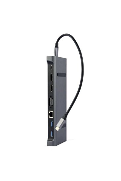 Gembird HUB USB 9-în-1 A-CM-COMBO 9-02, USB Tip C, HDMI + DisplayPort + VGA +...